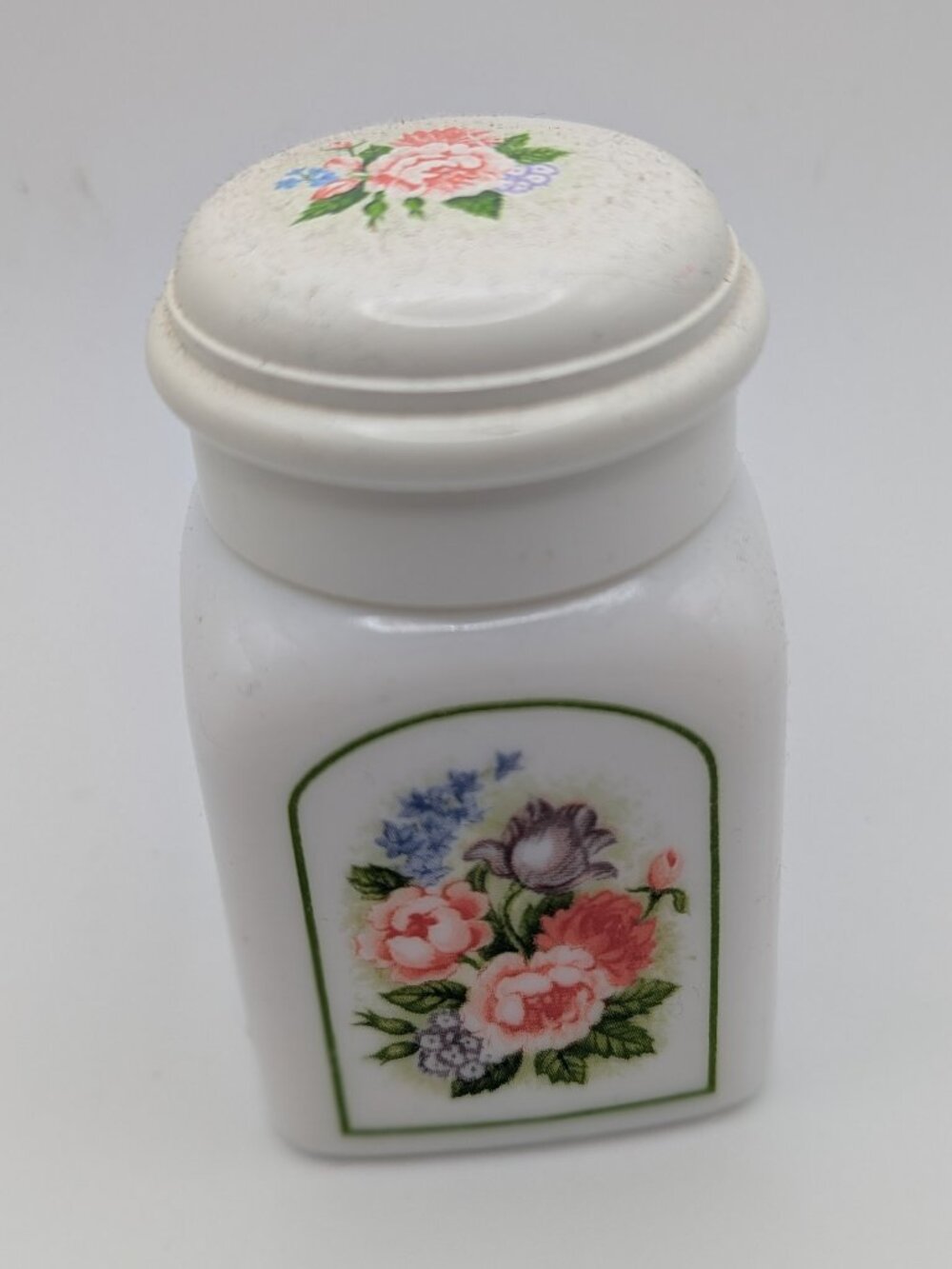 Vintage Avon Country Garden Milk Glass Powder Jar